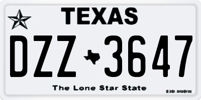 TX license plate DZZ3647