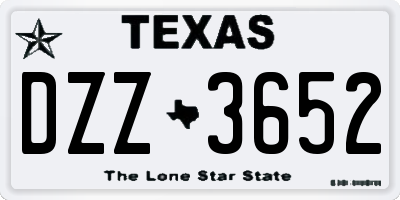 TX license plate DZZ3652