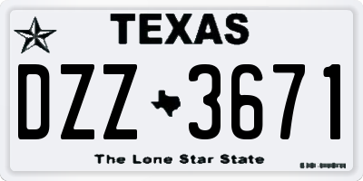 TX license plate DZZ3671