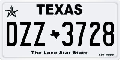 TX license plate DZZ3728