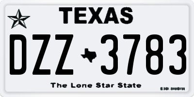 TX license plate DZZ3783