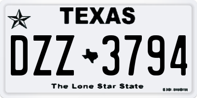 TX license plate DZZ3794