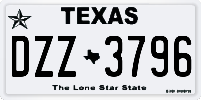 TX license plate DZZ3796