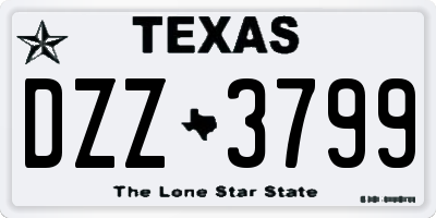 TX license plate DZZ3799