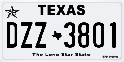 TX license plate DZZ3801