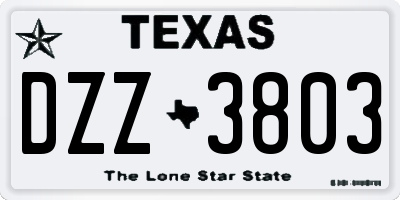 TX license plate DZZ3803