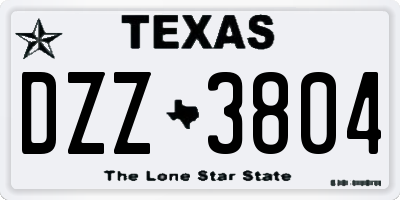 TX license plate DZZ3804