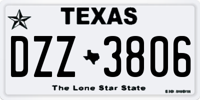 TX license plate DZZ3806