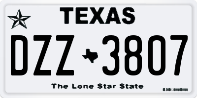 TX license plate DZZ3807