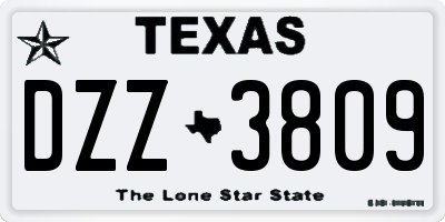 TX license plate DZZ3809