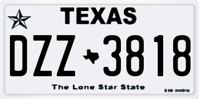 TX license plate DZZ3818