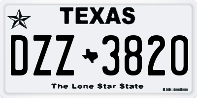 TX license plate DZZ3820