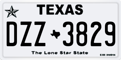 TX license plate DZZ3829