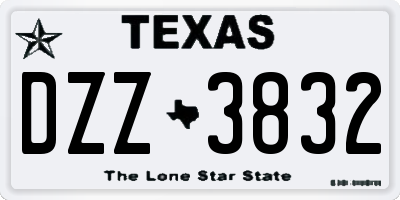 TX license plate DZZ3832