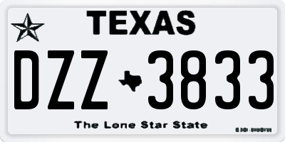 TX license plate DZZ3833
