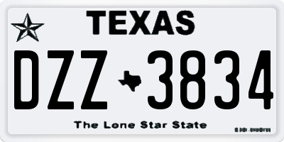 TX license plate DZZ3834