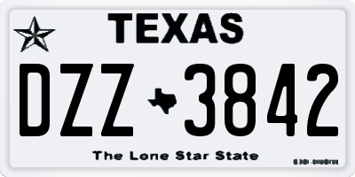 TX license plate DZZ3842