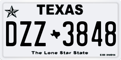 TX license plate DZZ3848