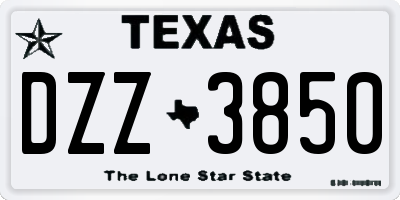 TX license plate DZZ3850