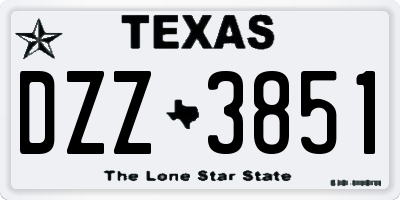 TX license plate DZZ3851