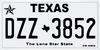 TX license plate DZZ3852