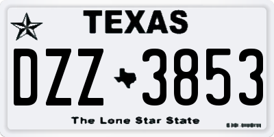 TX license plate DZZ3853