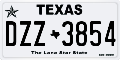 TX license plate DZZ3854