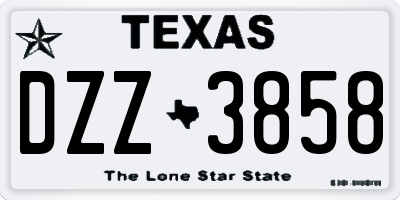 TX license plate DZZ3858