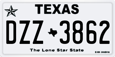 TX license plate DZZ3862