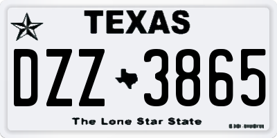 TX license plate DZZ3865