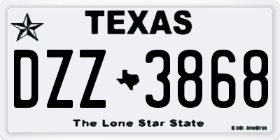 TX license plate DZZ3868