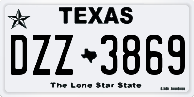 TX license plate DZZ3869