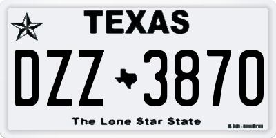 TX license plate DZZ3870