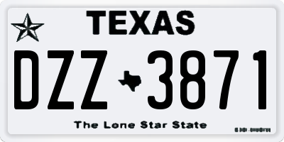 TX license plate DZZ3871