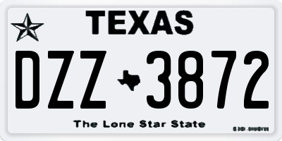 TX license plate DZZ3872
