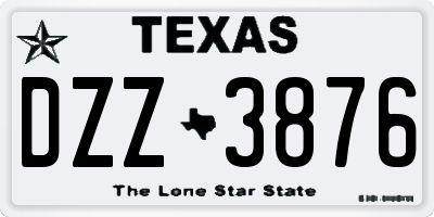 TX license plate DZZ3876
