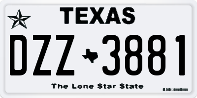 TX license plate DZZ3881