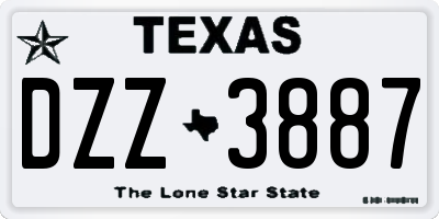 TX license plate DZZ3887