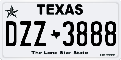 TX license plate DZZ3888