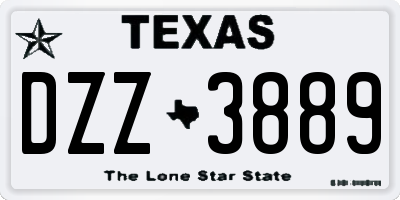 TX license plate DZZ3889