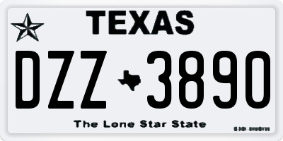 TX license plate DZZ3890