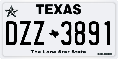 TX license plate DZZ3891