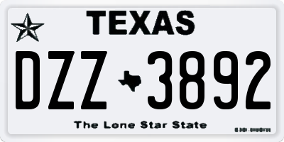 TX license plate DZZ3892