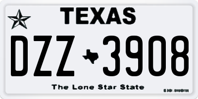 TX license plate DZZ3908