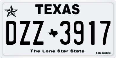 TX license plate DZZ3917