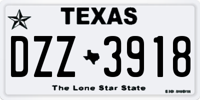 TX license plate DZZ3918