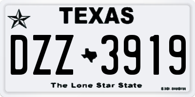 TX license plate DZZ3919