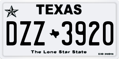 TX license plate DZZ3920