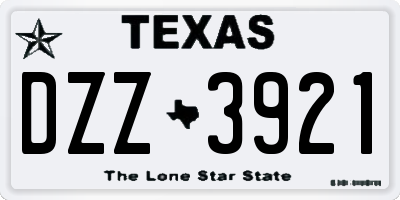 TX license plate DZZ3921