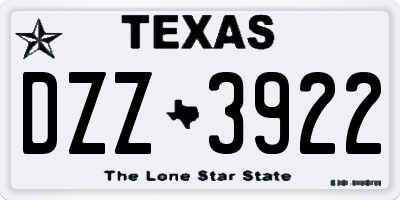 TX license plate DZZ3922